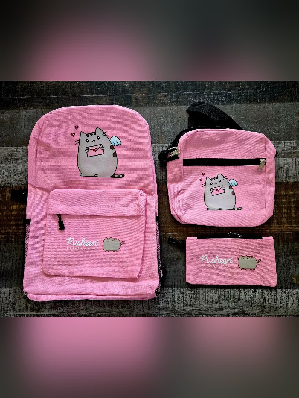 3pc Kitty Cat Backpack, Lunch Bag, Pencil Case Set! Canvas & Sturdy BRAND NEW!!